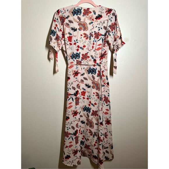Love j Floral Beige and Red Wrap Dress Size Medium - Picture 6 of 6